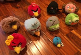 Set of 34 Angry Birds Plush Stuffed Animals Star Wars Rio Commonwealth 11.  5 & 5” 7