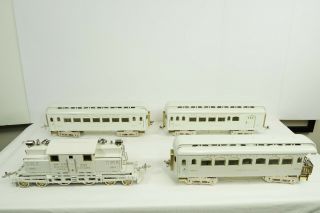 Mth Standard Tinplate White Ives 3243r Electric Engine 3 Passenger Cars 10 - 1155