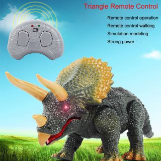 Walking Remote Control Dinosaur Triceratops Toy Model Light Sound Action Figure