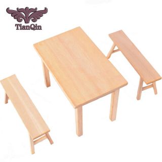 Bench Toys Model 1:6 Scene Accessories Long Table Desk Bench Furniture Set Wood