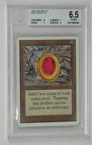 Mox Ruby - Bgs 6.  5 - 1993 Unlimited Magic The Gathering Mtg Card
