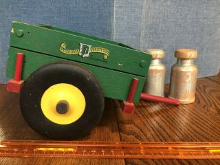 Peter - Mar Quality Toys Milk Cart & 2 Milk Cans,  Wooden,  Wwii Era,  Muscatine,  Ia