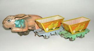 Vintage Marx Tin Litho Bunny Express w/ Two Cars Wind - Up Toy (DAKOTApaul) 12