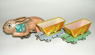 Vintage Marx Tin Litho Bunny Express W/ Two Cars Wind - Up Toy (dakotapaul)