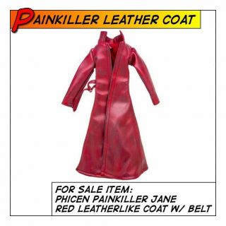 Phicen Tbleague Painkiller Jane Hot Red Leather Coat Jacket 1/6 12in Scale