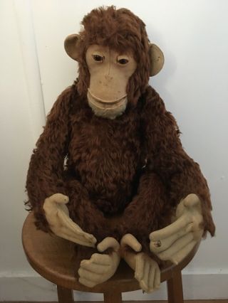 Steiff Vintage Mohair Jocko Monkey Large 60cm Size Rare Us Zone Label Attached