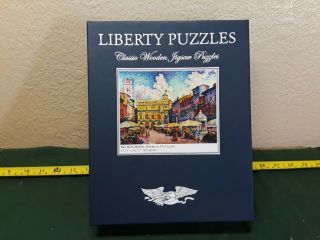 Liberty Wooden Jigsaw Puzzles,  " The Herb Market " Verona,  Pre - Owned,  Complete