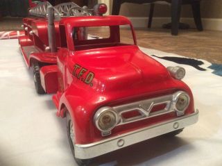VINTAGE 1956 TONKA TOYS NO.  5 AERIAL LADDER TFD FIRE ENGINE TRUCK very good cond. 2