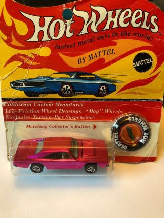 1969 Hot Wheels Redline Hot Pink Custom Dodge Charger.  In Bilister Pack.  6268