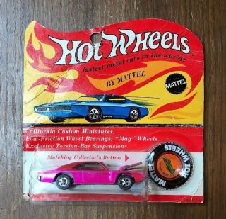 1969 Hot Wheels Redline Hot Pink Custom Dodge Charger.  In Bilister Pack.  6268 3