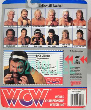 Galoob Toys WCW Wrestling Rick Steiner purple trunks MOC rare US card 2