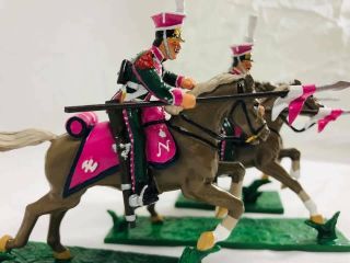 Trophy Miniatures Wales Napoleonic War Trio Lancers Of Berg Mounted Glossy 54mm