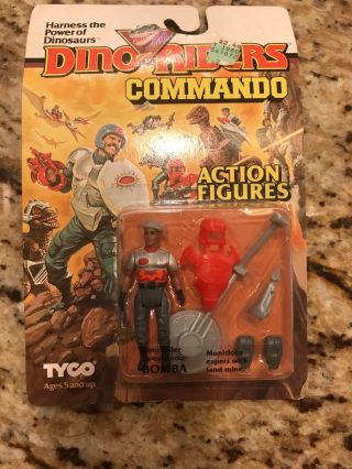 1989 Tyco Dino Riders Commando Action Figure - Bomba - Moc