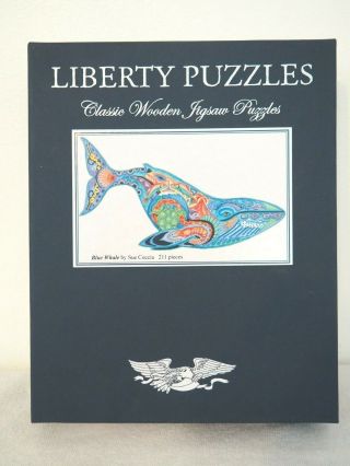 Liberty Classic Wooden Jigsaw Puzzles Blue Whale Made In The Usa