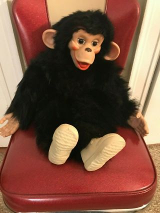 Vintage Monkey Zip Chimpanzee Ape Stuffed Toy Rubber Face