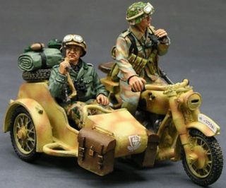 King & Country Ww2 German Army Ws074 Motorcycle Combo Mib