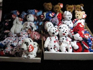 29 Ty Beanie Babies;military,  Political,  American Themes,  W/tag And Tush,  Vg Cond