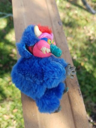 Vintage 1986 My Pet Monster Blue Stuffed Amtoy Clip On/hugger Doll Toy Rare