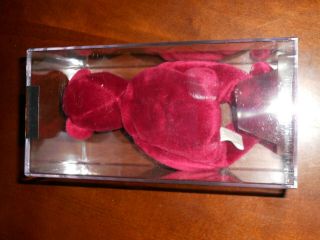 Authenticated TY Beanie Baby - OLD FACE CRANBERRY TEDDY 1st Gen Tush NO SWING 3