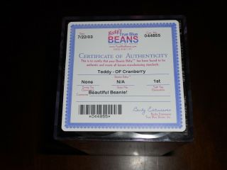 Authenticated TY Beanie Baby - OLD FACE CRANBERRY TEDDY 1st Gen Tush NO SWING 6