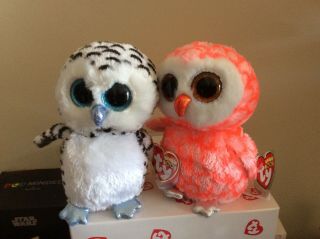 Ty Beanie Boo Owls Lucy & Cora 6 " Justice Exclusives