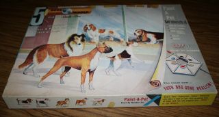Paint - A - Pet Vintage Paint By Number " 5 Dogs Of The World " Plastic Snap - Together
