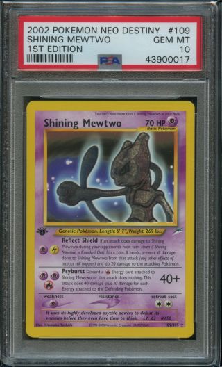 Pokemon 1st Edition Shining Mewtwo Psa 10 Gem - 109/105 Neo Destiny