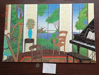 Anne Belle Hand Crafted Wooden Jigsaw Puzzle " The Music Room With Harp & Piano "