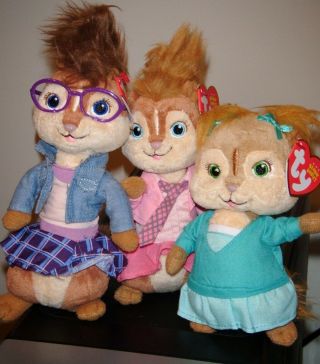 Ty Beanie Baby Set Brittany,  Eleanor & Jeanette Chipettes W/ Tags