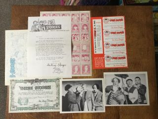 Nrmt Complete 1959 3 Three Stooges Fan Club Kit W/ Photos Stamps Member Cards