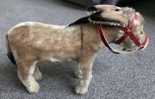 Very Rare Vintage Steiff Mohair 11” Donkey Red Bridle No ID NR L@@k 7