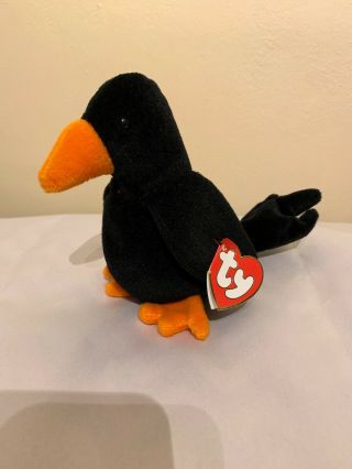 Ty Beanie Baby - Caw The Black Crow (2nd Gen Hang Tag -)