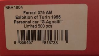 Rare BBR Ferrari 375 AM EX G.  Agnelli 1955 1:18 BBR1804 022/500 5