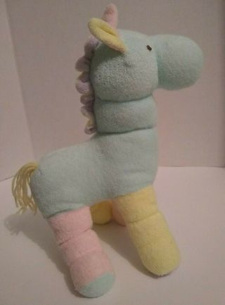 Vtg Dakin Pastel Terry Pony Horse Foal Rattle Soft Baby Toy Plush Stuffed 12 "