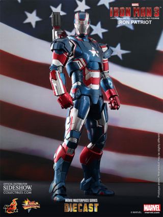 Hot Toys Iron Man 3 Iron Patriot Diecast 12 " Action Figure 1/6 Scale Mms195d01