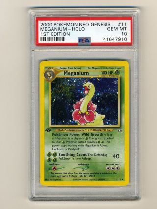 Pokemon Psa 10 Gem Meganium 1st Edition Neo Genesis Holo Rare Card 11/111