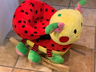 Rockabye Lulu Ladybug Wooden Rocker Chair Musical Yellow 9 M 3 Yrs Toddler