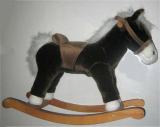 Children Kids Wooden Plush Rocking Horse (26 X 17 Inches)