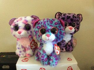 Ty Beanie Boo Leopards Serena,  Dreamer & Jewel 6 " Justice Exclusives Mwmts