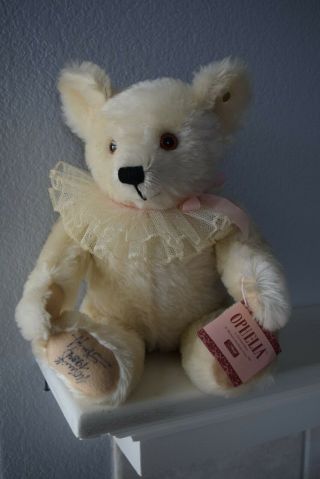 Steiff - " Ophelia " 16 " White Mohair Teddy Bear Signed With All Ids