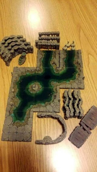 Dwarven Forge Cavernous River And Walls Set - Resin Painted Water Lake