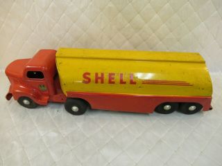 Minnitoys Shell Tanker Truck by Otaco Canada Ontario Red Yellow 1950s Oil & Gas 3