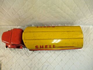 Minnitoys Shell Tanker Truck by Otaco Canada Ontario Red Yellow 1950s Oil & Gas 4