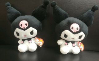 Ty Beanie Baby 2 Of Kuromi Hello Kitty 7 " 2012 Retired With Tags Sanrio Toy