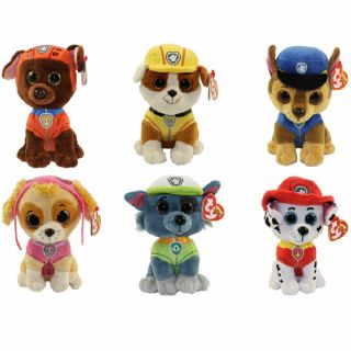 Ty Beanie Babies - Paw Patrol - Set Of 6 (chase,  Marshall,  Rocky,  Rubble,  Skye, )