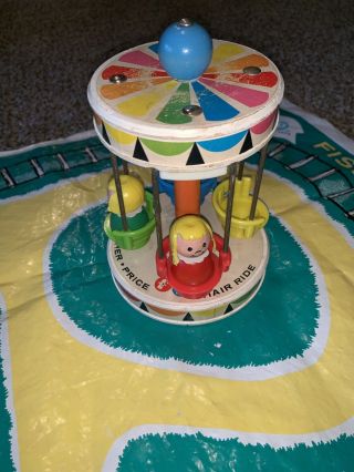 Vintage Fisher - Price Little People Amusement Park With Mat 6