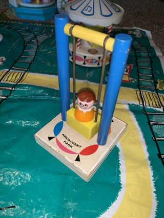 Vintage Fisher - Price Little People Amusement Park With Mat 8