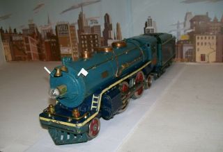 Vintage Prewar Lionel Standard Gauge No.  390 - E Blue Comet Steam Engine & Tender 5