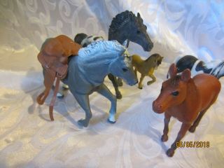 2003 Schleich Black & White House Gray 8 " Horse Bay 8 " 4 " Pony Action Figures