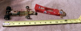 Slot Car Brass Rod Chassis With Running Motor & Body Lancer ? Unknown Age 1/24 ?
